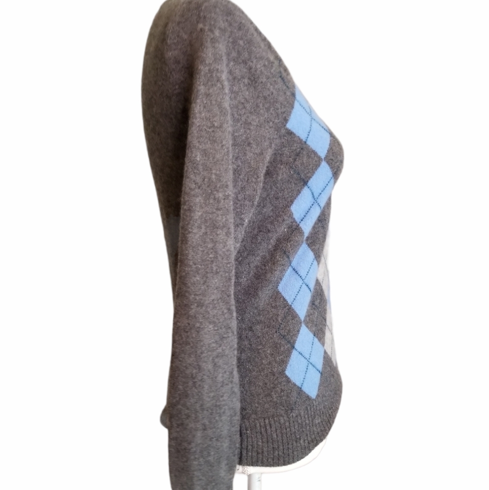 Vintage TWEEDS 2-Ply Cashmere Argyle Crew Sweater - Picture 5 of 8